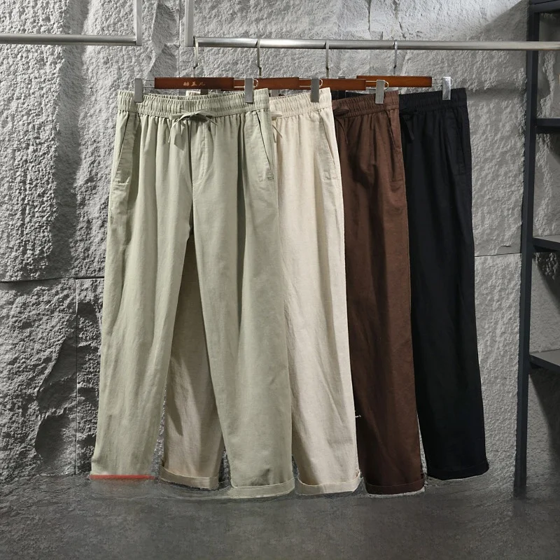 Men's Casual Straight Leg Pants Breathable Linen Mix Spring Summer Elastic Waist Cotton Linen Blend Comfortable Straight Cut
Men's Casual Straight Leg Pants Breathable Linen Mix Spring Summer Elastic Waist Cotton Linen Blend Comfortable Straight Cut