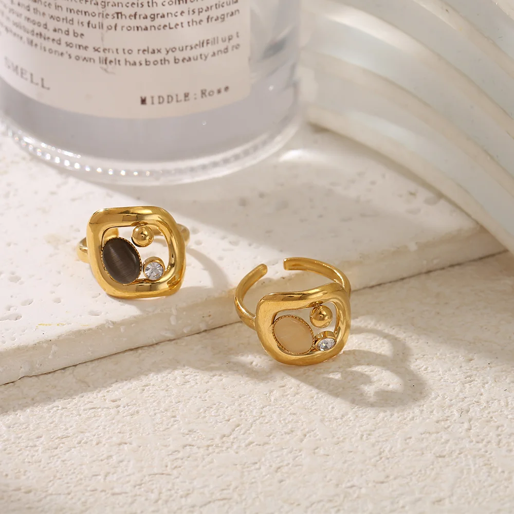 Vintage Square Hollow-out Titanium Steel Ring Diamond and Cat's Eye Stone Inlaid Trendy Women Rings Jewelry Gift Accessories
Vintage Square Hollow-out Titanium Steel Ring Diamond and Cat's Eye Stone Inlaid Trendy Women Rings Jewelry Gift Accessories