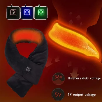 남녀공용 USB 충전식 온열 목 워머, 따뜻한 목도리, 목 지지대, 따뜻한 턱받이 온열 스카프, 겨울