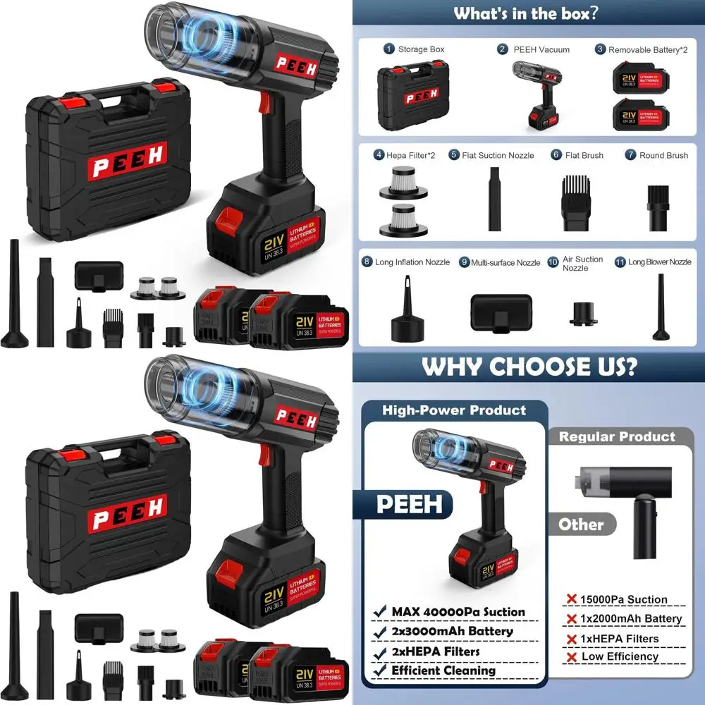 Беспроводной домашний пылесос, 60-минутный рабочий, мощный для автомобилей, офисов, удаления шерсти домашних животных и чистки небольшого пространства
Беспроводной домашний пылесос, 60-минутный рабочий, мощный для автомобилей, офисов, удаления шерсти домашних животных и чистки небольшого пространства
