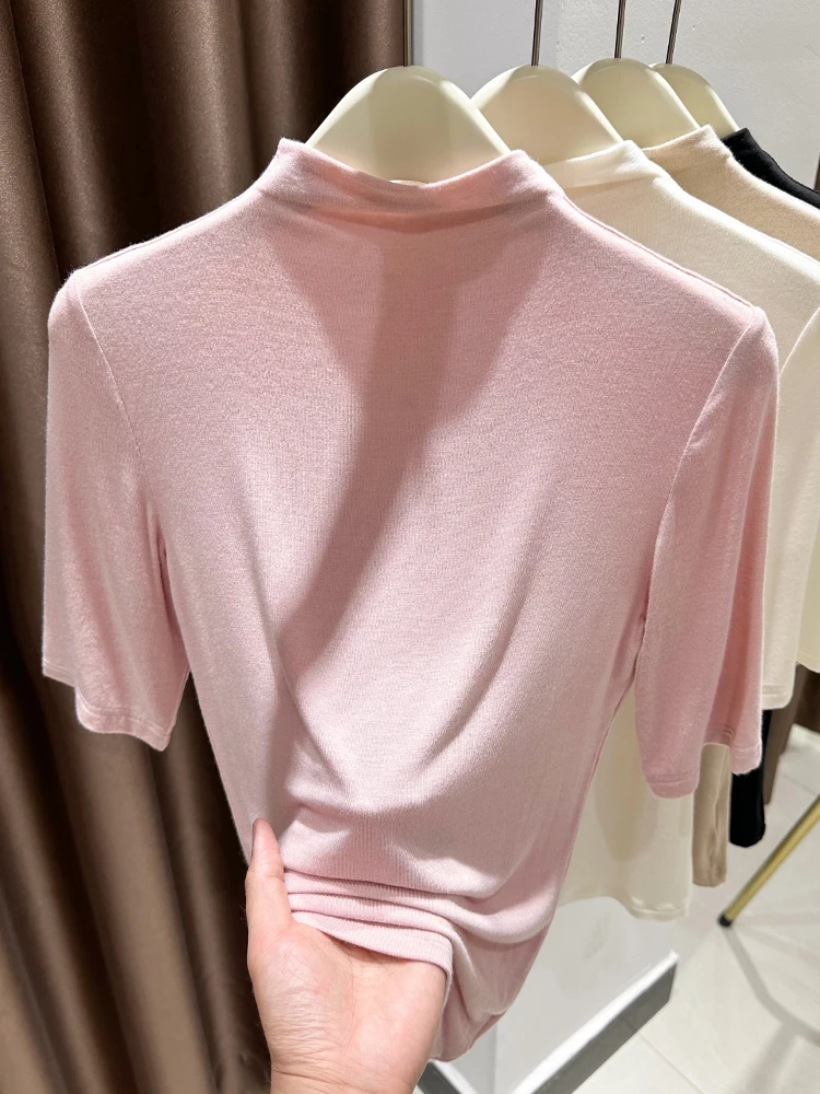 Женская футболка с высоким воротником и коротким рукавом для танцев и йоги, весенняя, розовая, приятная к телу
Женская футболка с высоким воротником и коротким рукавом для танцев и йоги, весенняя, розовая, приятная к телу