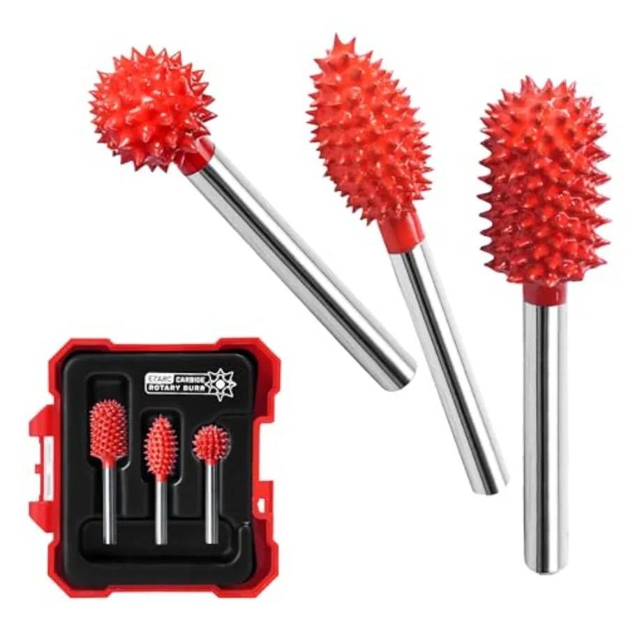 Tungsten Carbide Rotary Burr Kit 1/8'' Shaft Wood Carving Bits Very Coarse Engraving and Material Removal Tool with Storage Cas
Tungsten Carbide Rotary Burr Kit 1/8'' Shaft Wood Carving Bits Very Coarse Engraving and Material Removal Tool with Storage Cas