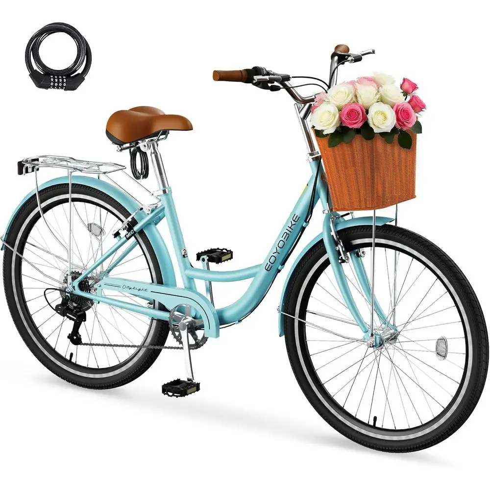 7-Speed 24/26 Inch Women's Beach Cruiser Bike with Step-Through Design and Front Basket for City Commuting
7-Speed 24/26 Inch Women's Beach Cruiser Bike with Step-Through Design and Front Basket for City Commuting