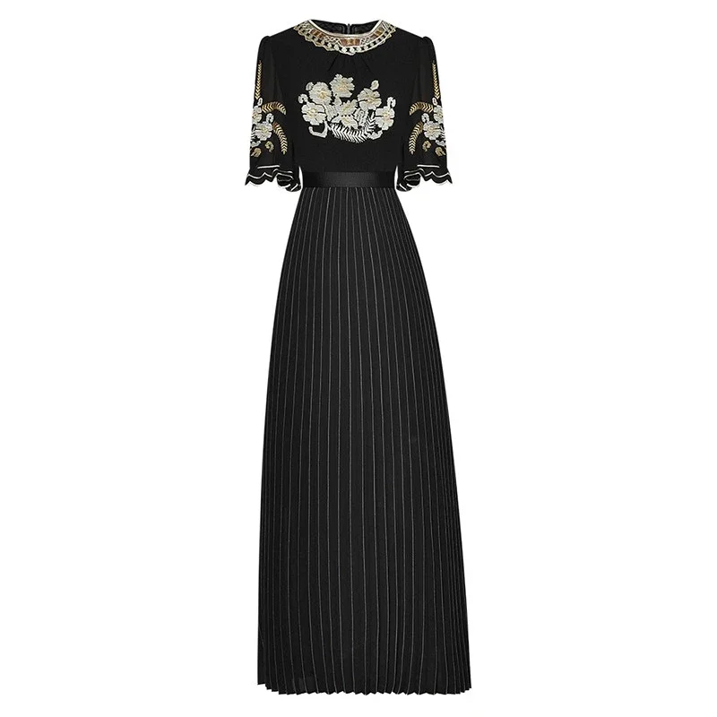 2023 New Women's Summer Midi Round Neck Short Sleeve Embroidered Chiffon Ladies Vintage Party Dress
2023 New Women's Summer Midi Round Neck Short Sleeve Embroidered Chiffon Ladies Vintage Party Dress