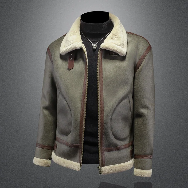 Men's Casual Lamb Fur Jaet Thiened Stand Collar Biker Retro Sle Winter New Arrival Polyester Nylon Cosite Fiber
Men's Casual Lamb Fur Jaet Thiened Stand Collar Biker Retro Sle Winter New Arrival Polyester Nylon Cosite Fiber