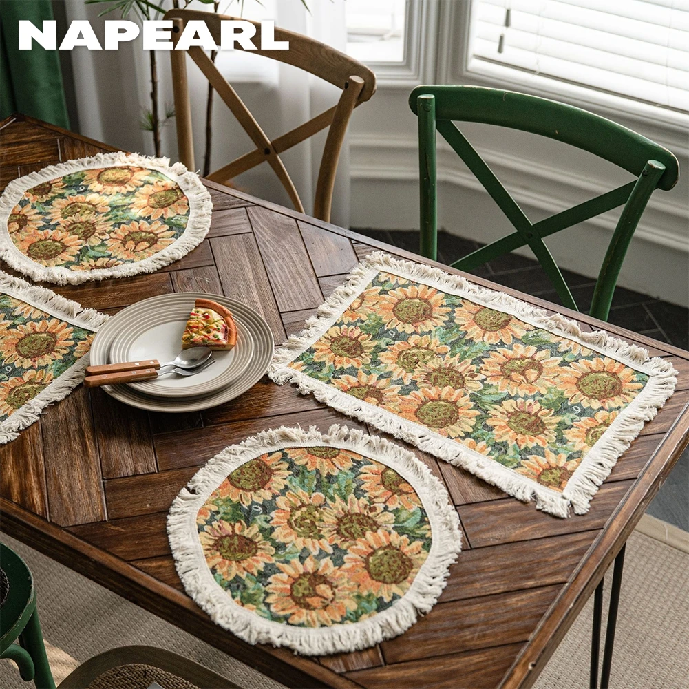 NAPEARL жаккардовый настольный коврик с цветочным подсолнухом, льняной коврик с кисточками для кухни, украшение для кофе-бара, 1 шт.
NAPEARL жаккардовый настольный коврик с цветочным подсолнухом, льняной коврик с кисточками для кухни, украшение для кофе-бара, 1 шт.