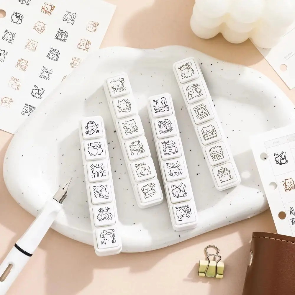 6Pcs Mini Pattern Cute Cat Stamp Black/Brown Six Seal Set Kawaii Kitten Seal Easy To Use Simple Diary Cartoon Pattern Stamps
6Pcs Mini Pattern Cute Cat Stamp Black/Brown Six Seal Set Kawaii Kitten Seal Easy To Use Simple Diary Cartoon Pattern Stamps