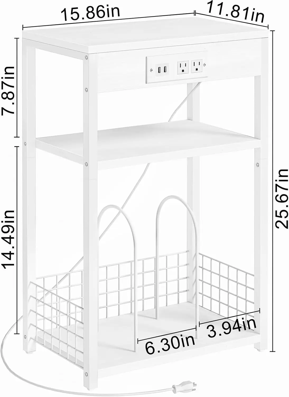 Lelelinky 3 Tier End Table With Charging Station, White Record Player Stand With Storage Up To 100 Albums Brown, Night Stand
Lelelinky 3 Tier End Table With Charging Station, White Record Player Stand With Storage Up To 100 Albums Brown, Night Stand