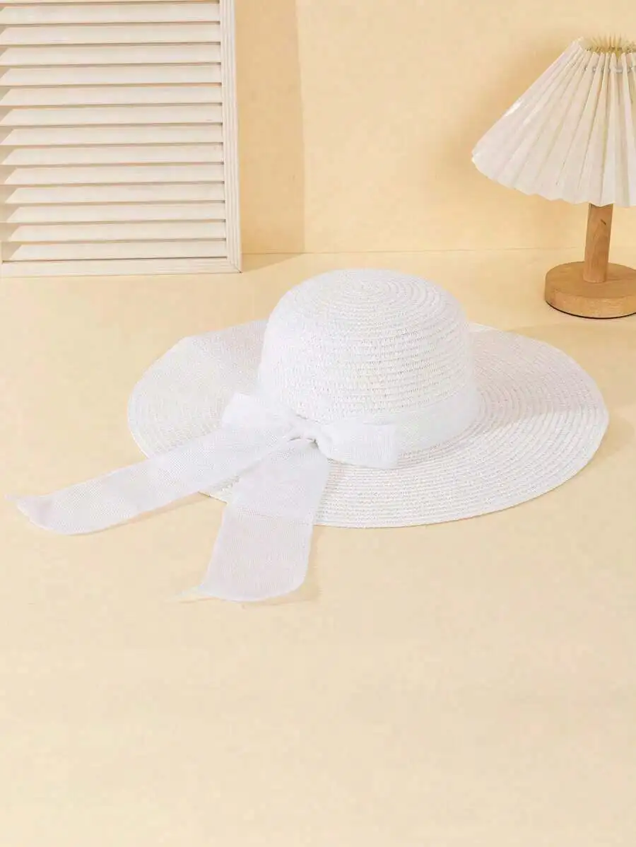 Womens White Wide Brim Sun Hat With Bow Knot For Beach Travel Holiday
Womens White Wide Brim Sun Hat With Bow Knot For Beach Travel Holiday