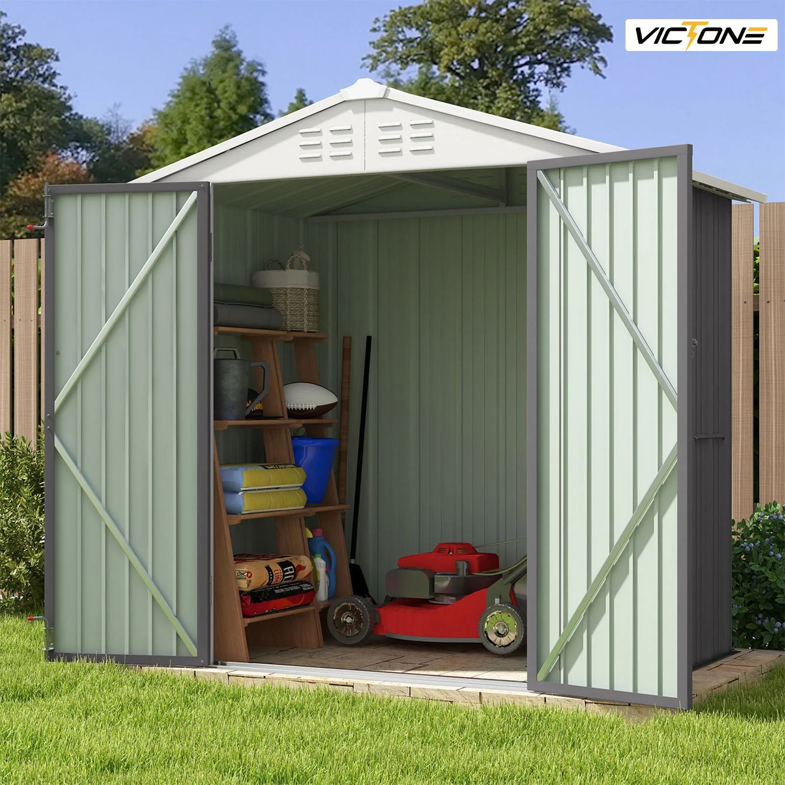 Victone 6' x 4' Metal Outdoor Storage Shed, Steel Utility Tool Shed Storage House with Door & Lock for Backyard Garden, Grey
Victone 6' x 4' Metal Outdoor Storage Shed, Steel Utility Tool Shed Storage House with Door & Lock for Backyard Garden, Grey