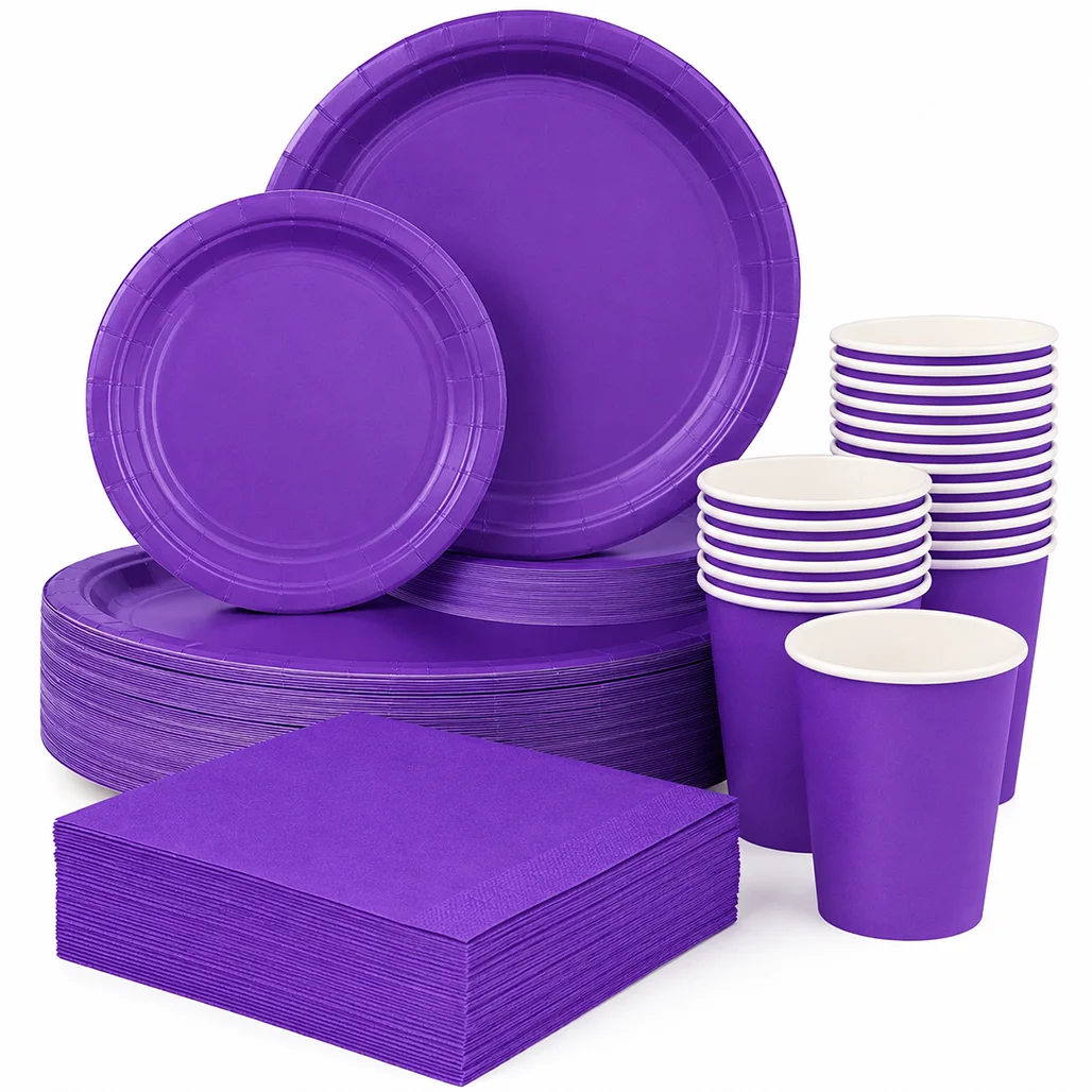 96Pcs Solid Purple Disposable Tableware Set Paper Plates Cups Napkins For Adult Birthday Party Wedding Decorations Supplies
96Pcs Solid Purple Disposable Tableware Set Paper Plates Cups Napkins For Adult Birthday Party Wedding Decorations Supplies