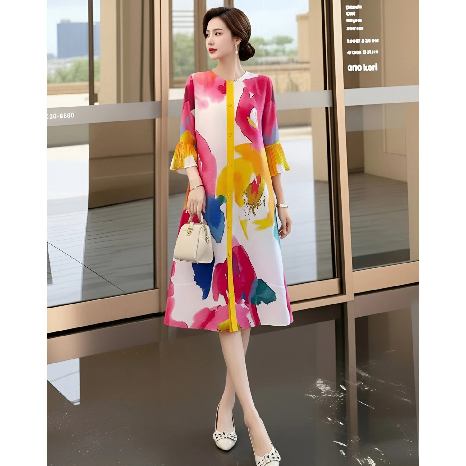 Miyake Style Pleated Seaside Vacation Plus Size Mother's Skirt Retro Printed Dress Women's Summer Green Spring Skirt
Miyake Style Pleated Seaside Vacation Plus Size Mother's Skirt Retro Printed Dress Women's Summer Green Spring Skirt