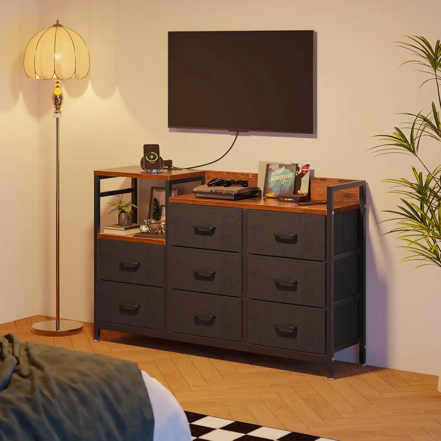 52-Inch Long Dresser for Bedroom with 8 Storage Drawers,Fabric Dressers Chests of Drawers with Sturdy Steel Frame and Wooden Top
52-Inch Long Dresser for Bedroom with 8 Storage Drawers,Fabric Dressers Chests of Drawers with Sturdy Steel Frame and Wooden Top