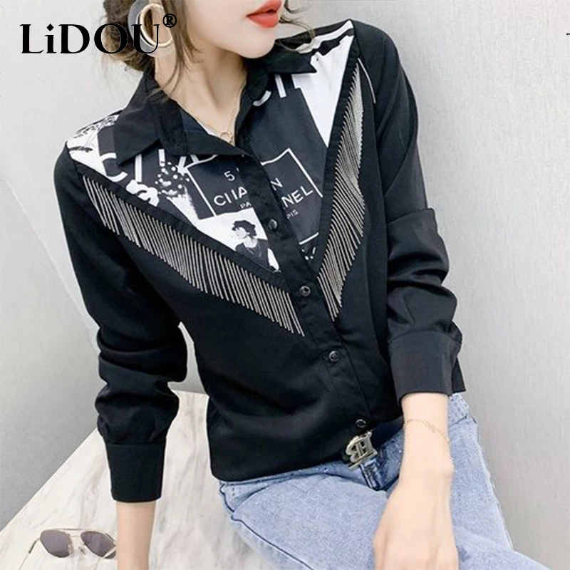 spring autumn Polo-neck printing tassel shirt female buttons long sleeve elegant fashion blouse women vintage loose casual top
spring autumn Polo-neck printing tassel shirt female buttons long sleeve elegant fashion blouse women vintage loose casual top