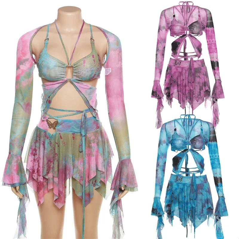Sexy Beach Swimsuit Ruffle Butterfly Fairy Backless Crop Top Women Sling Vest Wrap Mini Skirt Set Suit Halloween Carnival Outfit
Sexy Beach Swimsuit Ruffle Butterfly Fairy Backless Crop Top Women Sling Vest Wrap Mini Skirt Set Suit Halloween Carnival Outfit