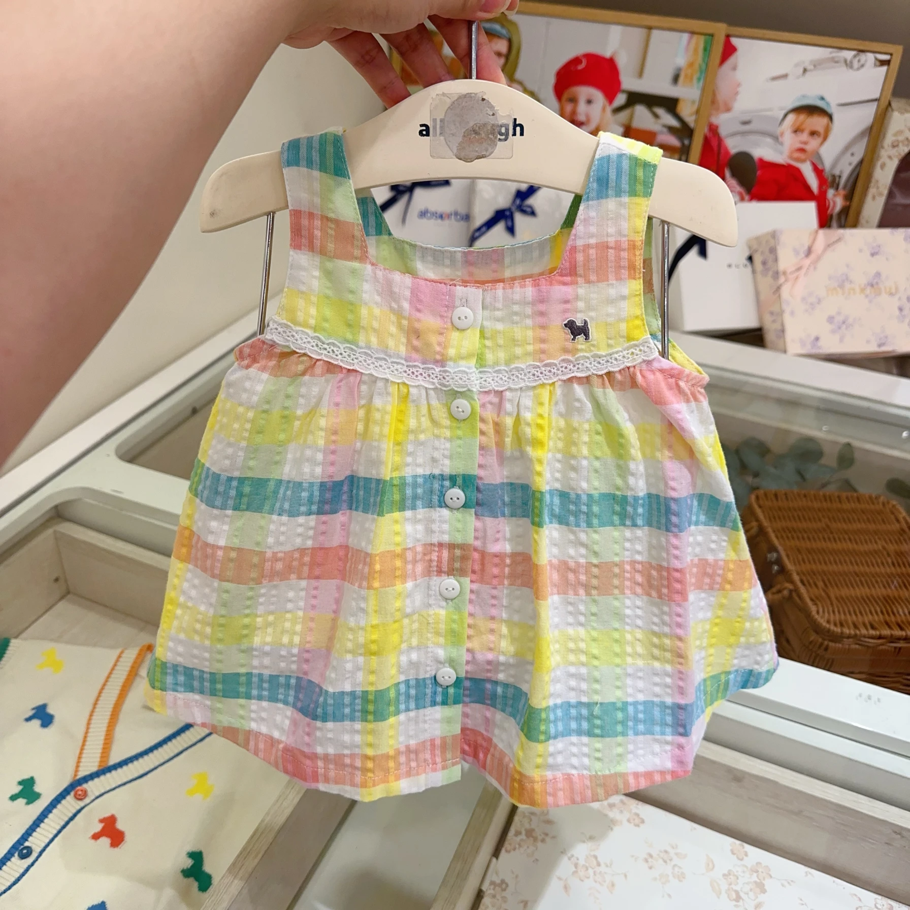 Girls' Summer Plaid Lace Sleeveless T-Shirt Dress Kids' Fashion Rainbow Patchwork Doll Cotton Clothes Breathable Square Collar
Girls' Summer Plaid Lace Sleeveless T-Shirt Dress Kids' Fashion Rainbow Patchwork Doll Cotton Clothes Breathable Square Collar