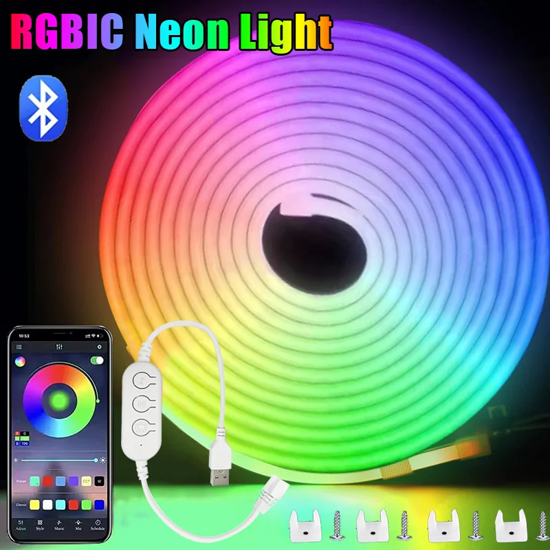 Неоновые светодиодные ленты USB RGBIC Неоновая веревка Bluetooth App Control 1M 2M 3M 5M Гибкая силиконовая водонепроницаемая неоновая лента DIY Room Dec
Неоновые светодиодные ленты USB RGBIC Неоновая веревка Bluetooth App Control 1M 2M 3M 5M Гибкая силиконовая водонепроницаемая неоновая лента DIY Room Dec