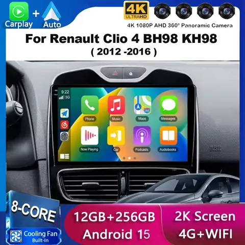 Android 15 For Renault Clio 4 BH98 KH98 2012 -2016 2K QLED Android Car Radio Multimedia Video Player GPS AI Voice CarPlay Stereo
