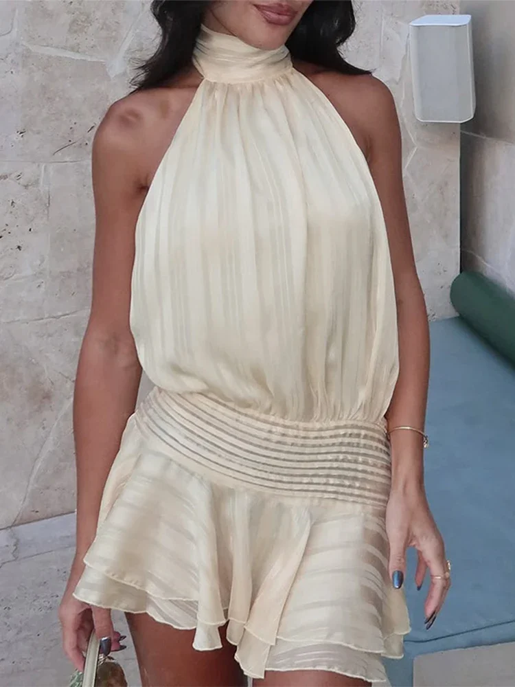Elegant Woman's Chiffon Halter Mini Dresses 2025 Spring Summer Sexy Backless Wrapped Waist Lace Up Dress New Lady Party Vestidos
Elegant Woman's Chiffon Halter Mini Dresses 2025 Spring Summer Sexy Backless Wrapped Waist Lace Up Dress New Lady Party Vestidos