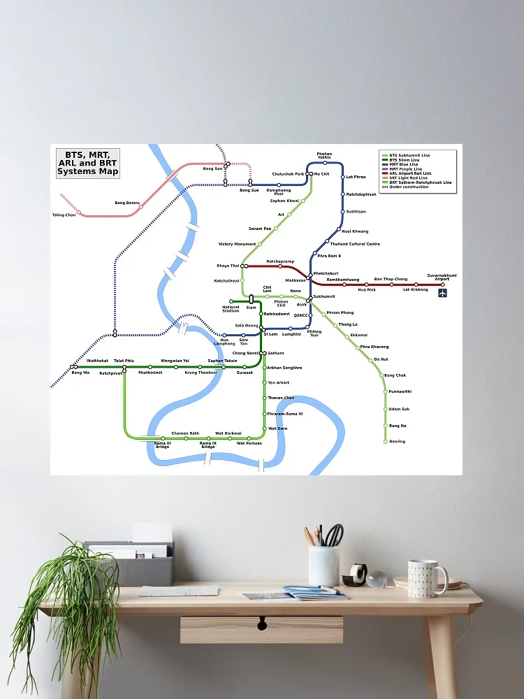 Bangkok Thailand Mass Transit Transportation Rail Bus Metro Map, Art Print Canvas Poster, Living Room Decor, Home Wall Picture
Bangkok Thailand Mass Transit Transportation Rail Bus Metro Map, Art Print Canvas Poster, Living Room Decor, Home Wall Picture
