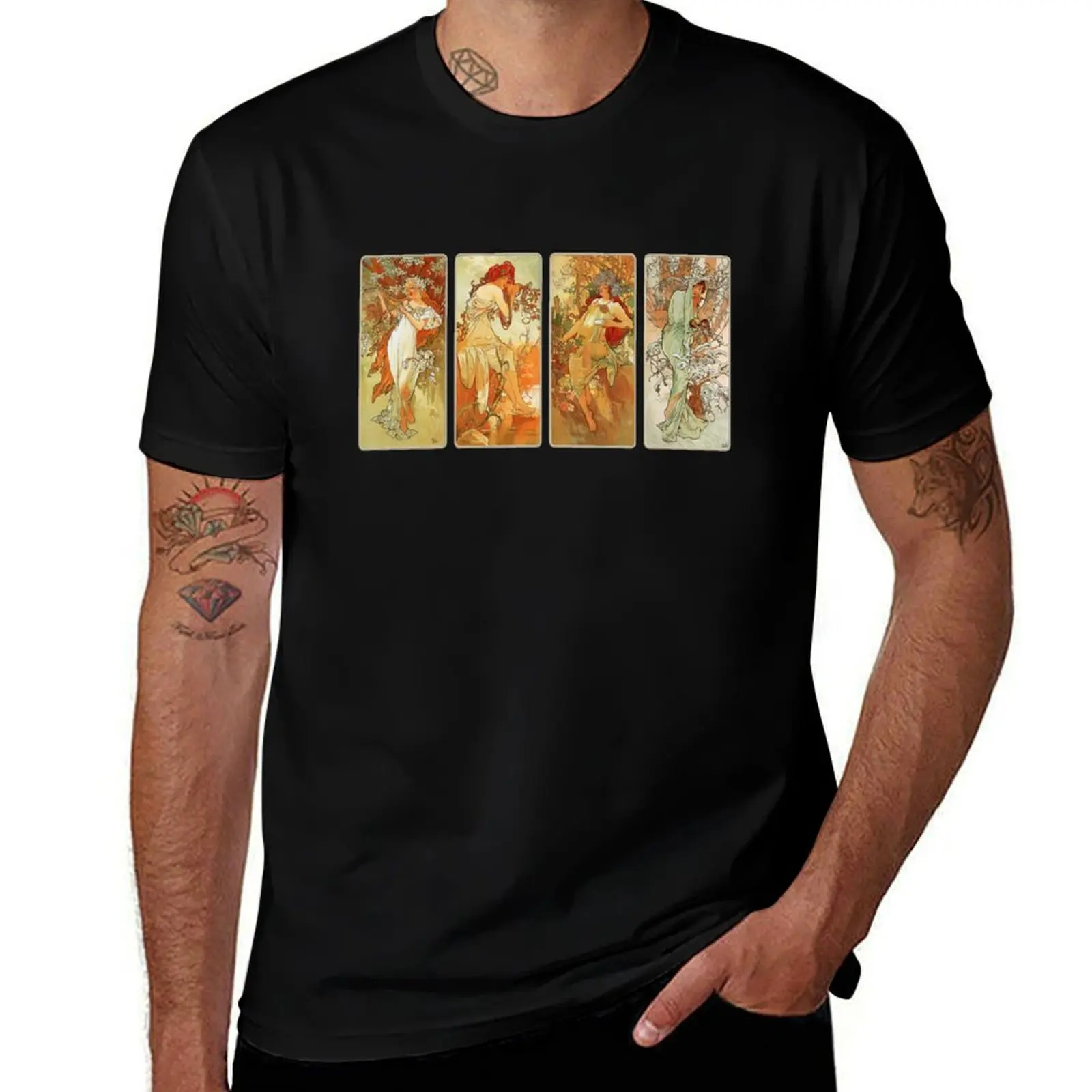 Mucha Four Seasons Collection 1896 T-Shirt Fashion Letter Print T-Shirt
Mucha Four Seasons Collection 1896 T-Shirt Fashion Letter Print T-Shirt