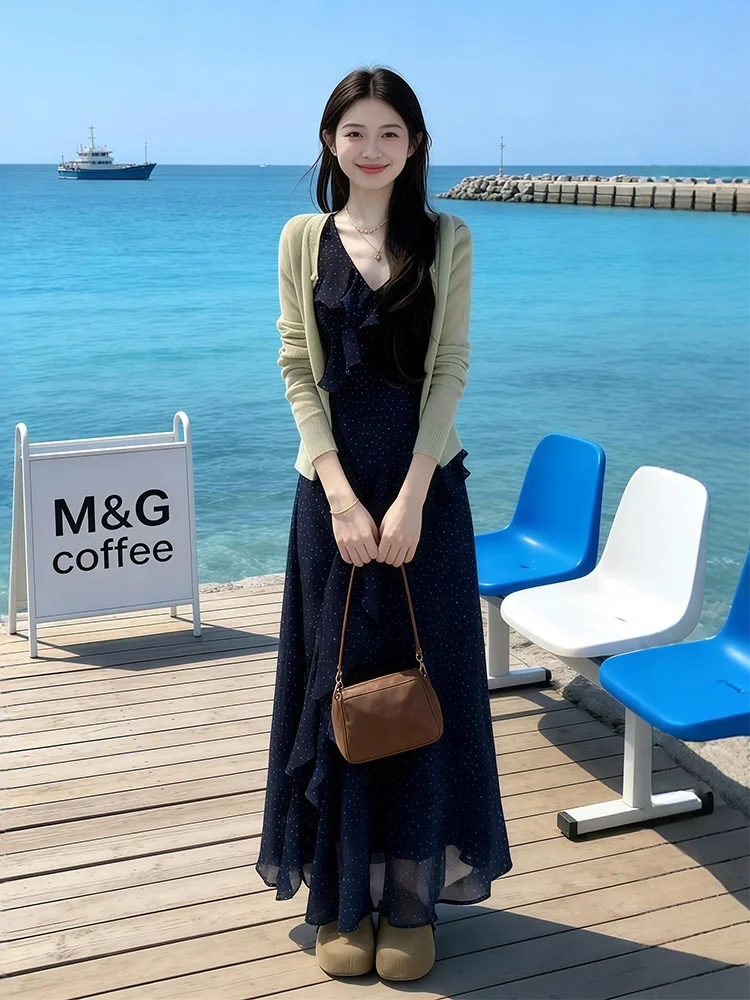 Spring Fashion plus Size Knitted Cardigan And Dress Set Floral Print Beach Vacation Style Yellow Open Front Sweater Long Skirt
Spring Fashion plus Size Knitted Cardigan And Dress Set Floral Print Beach Vacation Style Yellow Open Front Sweater Long Skirt