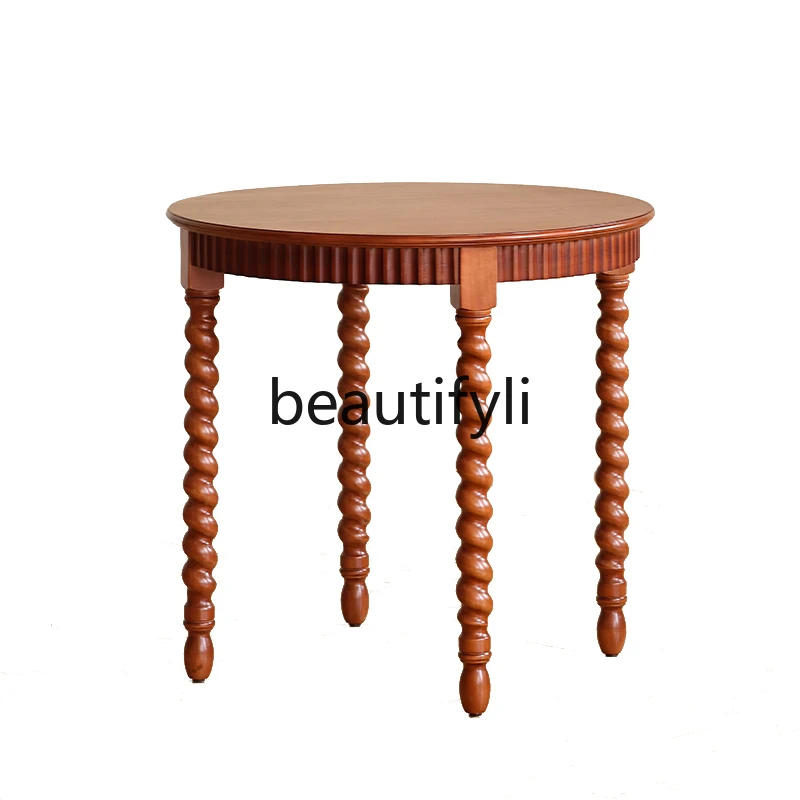 Retro round table solid wood medieval, coffee table small apartment restaurant dining table combination
Retro round table solid wood medieval, coffee table small apartment restaurant dining table combination