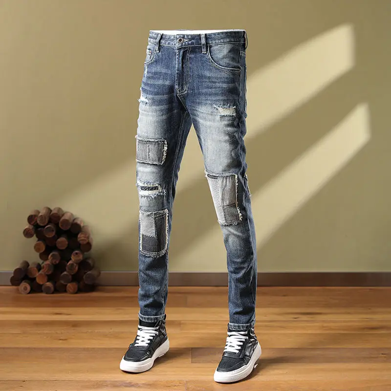 New Handsome and Personalized New Worn and Scratched Men's Jeans High end Fashion Trend 2023 Ripped jeans men
New Handsome and Personalized New Worn and Scratched Men's Jeans High end Fashion Trend 2023 Ripped jeans men