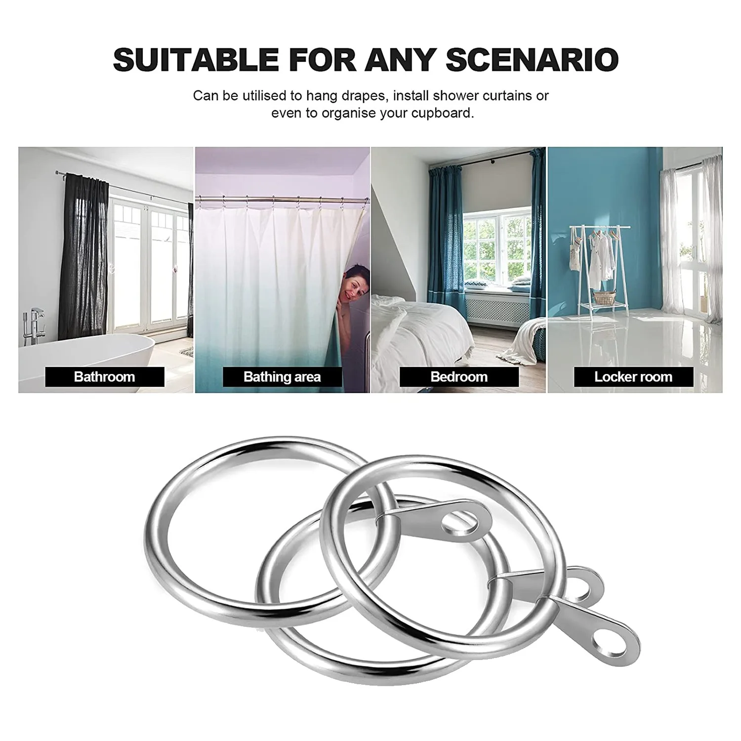 The New 24 Pack Metal Curtain Rings, 30mm Internal Diameter Eyelets for Curtain Poles, Rods and Drapery, Silver
The New 24 Pack Metal Curtain Rings, 30mm Internal Diameter Eyelets for Curtain Poles, Rods and Drapery, Silver