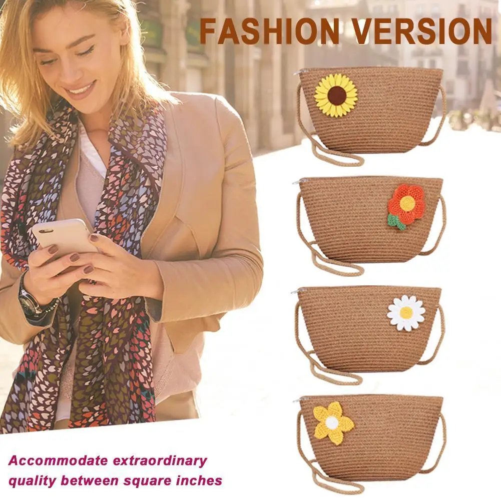 Female Flower Zipper Shoulder Messenger Crossbody Bag Ladies Fashion Straw Weave Beach Vacation Purse Streetwear
Female Flower Zipper Shoulder Messenger Crossbody Bag Ladies Fashion Straw Weave Beach Vacation Purse Streetwear