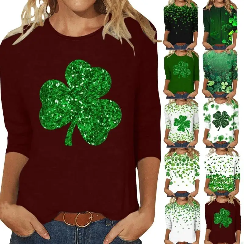 77HE t Patricks Day Shirt Women 3/4 Sleeve Tops Shamrock Shirts Lucky Irish Shamrocks Outfit
77HE t Patricks Day Shirt Women 3/4 Sleeve Tops Shamrock Shirts Lucky Irish Shamrocks Outfit