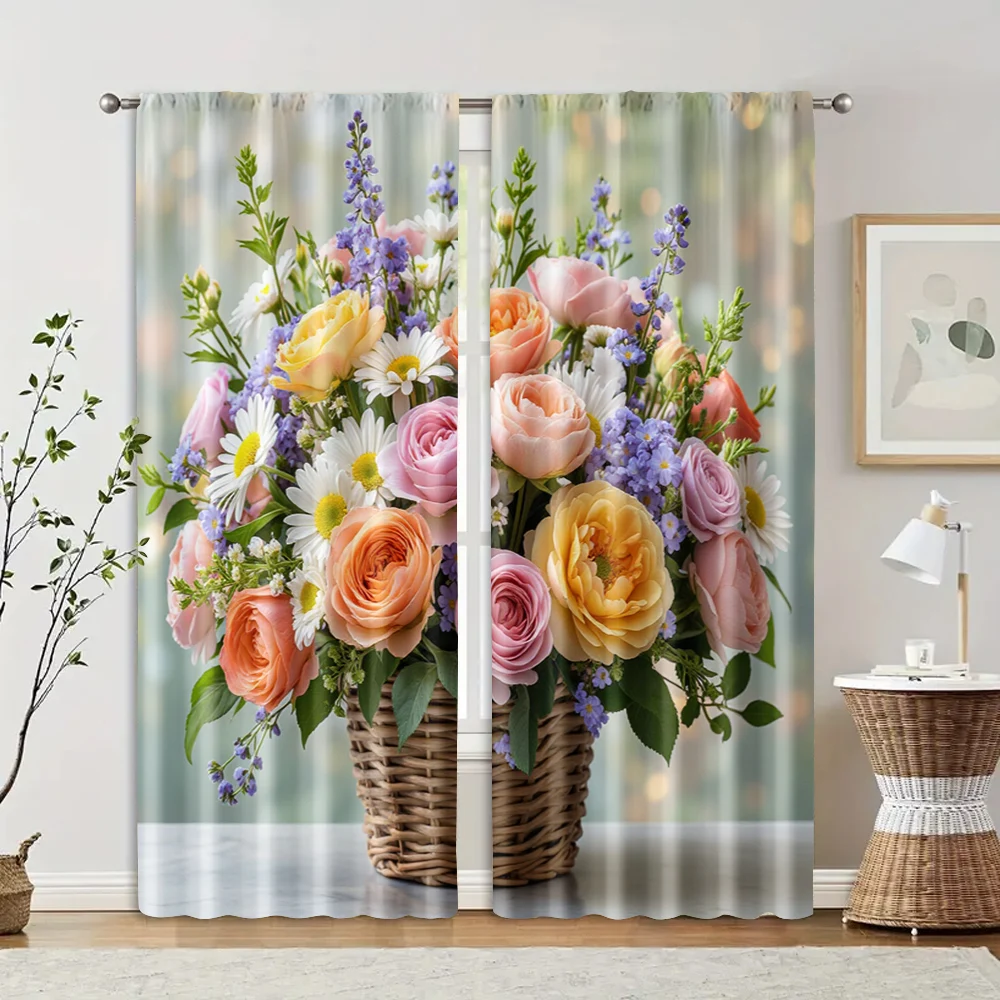 2 pcs, filtering curtains (excluding rods, non-movable, without batteries) Floral Basket for use in bedrooms and living rooms
2 pcs, filtering curtains (excluding rods, non-movable, without batteries) Floral Basket for use in bedrooms and living rooms