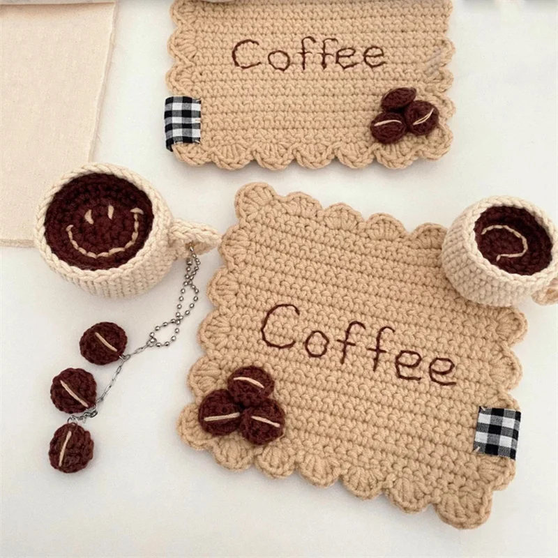 Handmade crocheted Coffee mug decoration coasters Cute Creative Coffee bean decoration Cup Mat Table Place Mat decoration
Handmade crocheted Coffee mug decoration coasters Cute Creative Coffee bean decoration Cup Mat Table Place Mat decoration