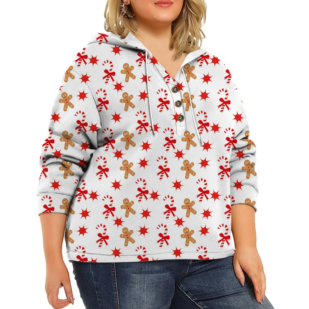 CLOOCL Hoodie Tops Women Long Sleeve Button Drawstring Street Fashions Christmas Cane Candy Biscuit Print Hooded Sweatshirt
CLOOCL Hoodie Tops Women Long Sleeve Button Drawstring Street Fashions Christmas Cane Candy Biscuit Print Hooded Sweatshirt