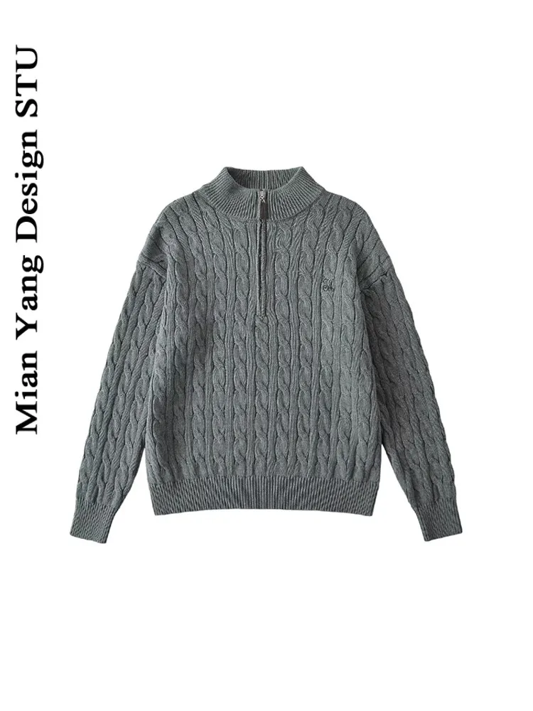 Американский свободный свитер с высоким вырезом Ne, женский винтажный тонкий повседневный трикотаж на молнии, удобный осенне-зимний топ 
Американский свободный свитер с высоким вырезом Ne, женский винтажный тонкий повседневный трикотаж на молнии, удобный осенне-зимний топ