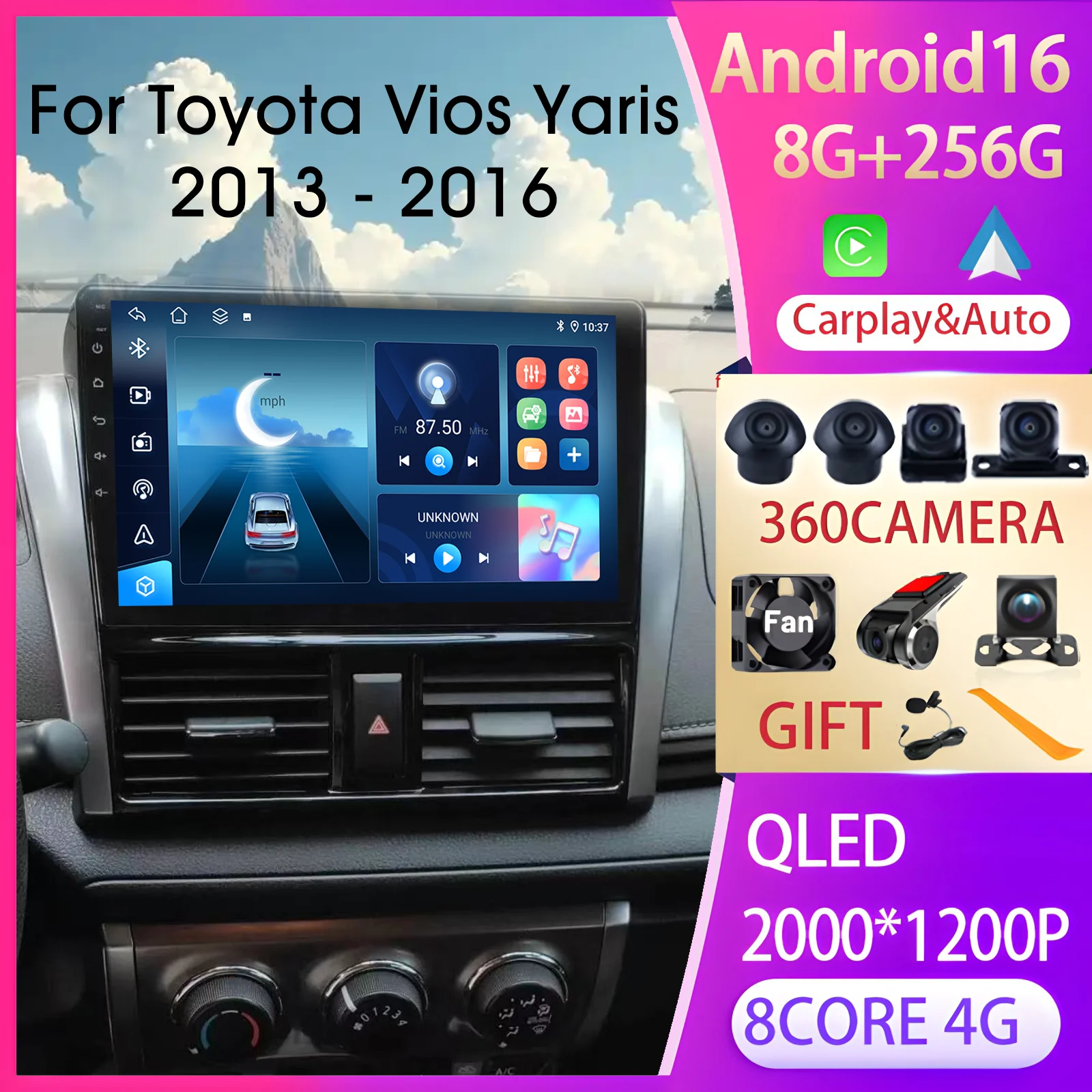 Android 16 Car Intelligent Systems Carplay Auot For Toyota Vios Yaris 2013 - 2016 Car Multimedia Player GPS Navi FM DSP BT Radio
Android 16 Car Intelligent Systems Carplay Auot For Toyota Vios Yaris 2013 - 2016 Car Multimedia Player GPS Navi FM DSP BT Radio