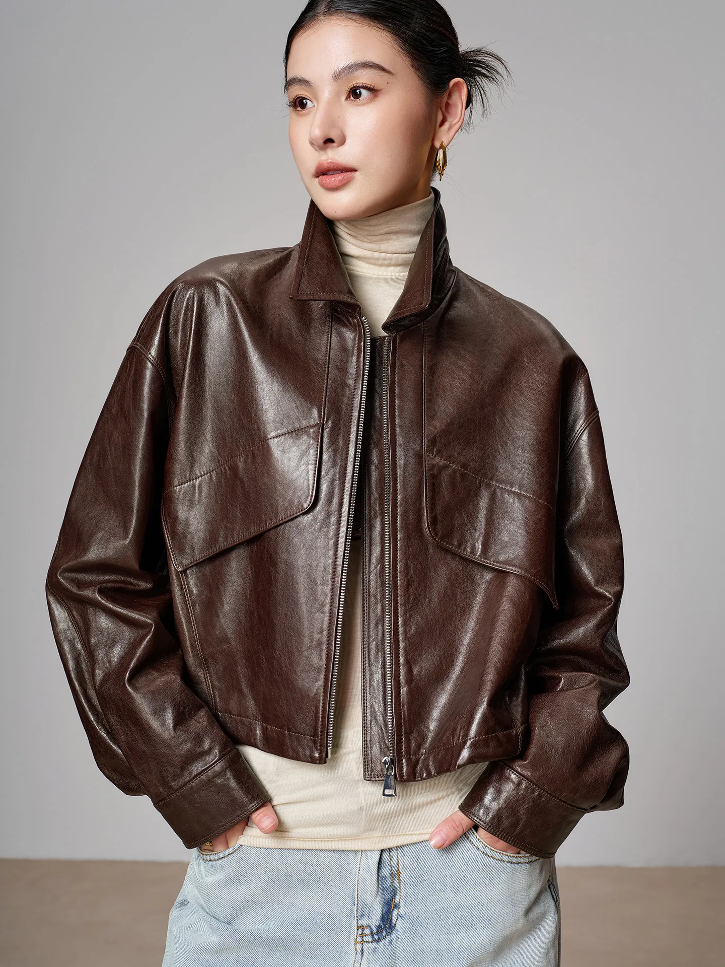 Vintage Short Genuine Leather Motorcycle Jackets for Women Spring Autumn High-end Simple Loose Soft Oil Wax Real Sheepskin Coat
Vintage Short Genuine Leather Motorcycle Jackets for Women Spring Autumn High-end Simple Loose Soft Oil Wax Real Sheepskin Coat