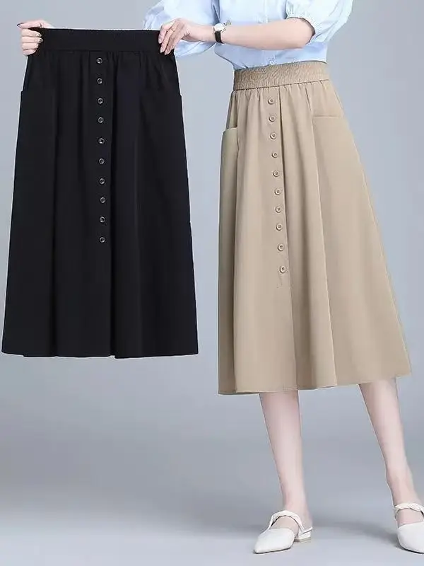 Fashionable Midlife Mom Summer Skirt Elastic Waist A-Line Midi Skirt Hip Concealing Large Swing Skirt Korean Style Casual Wear
Fashionable Midlife Mom Summer Skirt Elastic Waist A-Line Midi Skirt Hip Concealing Large Swing Skirt Korean Style Casual Wear