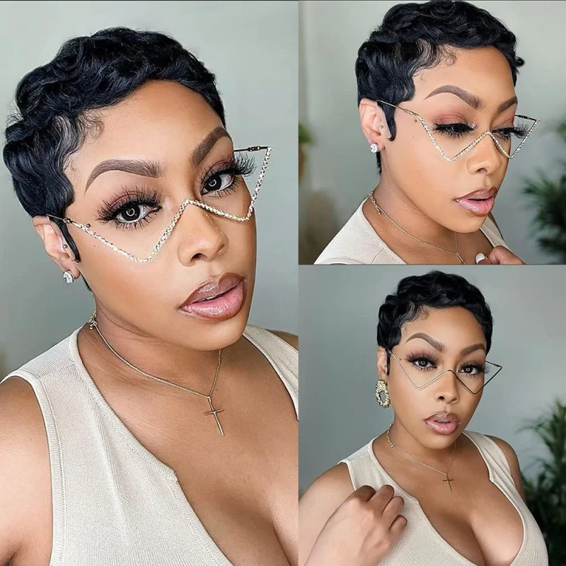 Pixie Cut Wig Human Hair Finger Wave Wigs for Black Women Brazilian Remy Short Black Full Machine Made Wigs
Pixie Cut Wig Human Hair Finger Wave Wigs for Black Women Brazilian Remy Short Black Full Machine Made Wigs