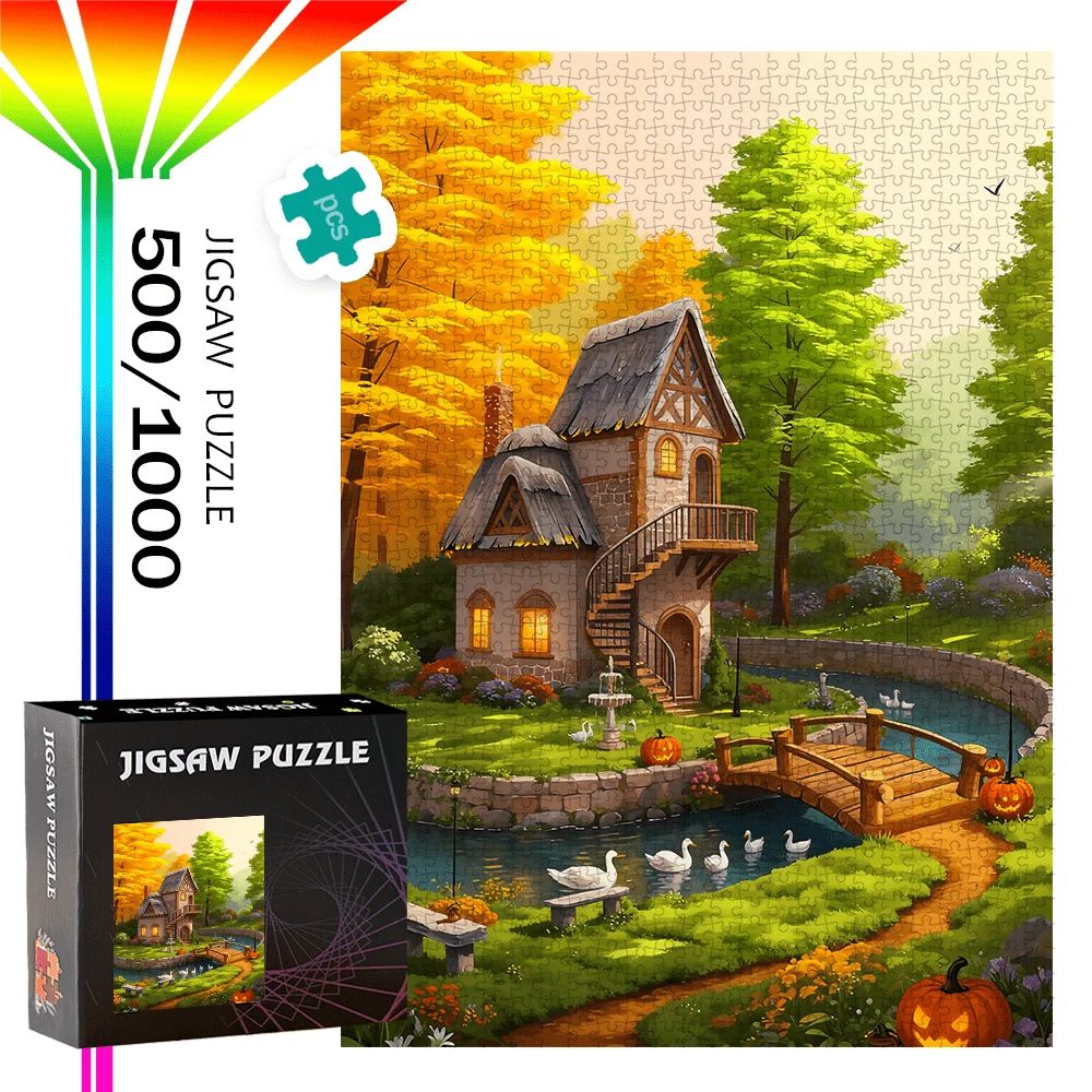 Autumn Cottage by Pond with Swans Jigsaw Puzzle Adult Cozy Theme Intellectual Game Home Leisure Decorative Puzzle Toy
Autumn Cottage by Pond with Swans Jigsaw Puzzle Adult Cozy Theme Intellectual Game Home Leisure Decorative Puzzle Toy