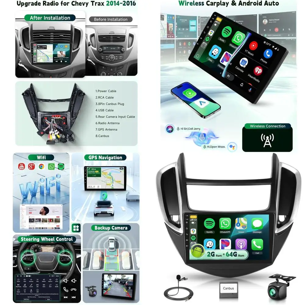 4Core 2G+64G Car Radio Stereo for Chevrolet Chevy Trax 2014-2016 with DSP/32EQ Wireless Carplay Android Auto, 9" IPS Touchscreen
4Core 2G+64G Car Radio Stereo for Chevrolet Chevy Trax 2014-2016 with DSP/32EQ Wireless Carplay Android Auto, 9" IPS Touchscreen