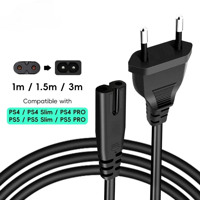 1m 1.5m 3m EU Plug 2-Prong AC Power Supply Cable AC Plug Power Extension Cord for PS4 PS5 Xbox Computer Laptop PC TV
1m 1.5m 3m EU Plug 2-Prong AC Power Supply Cable AC Plug Power Extension Cord for PS4 PS5 Xbox Computer Laptop PC TV