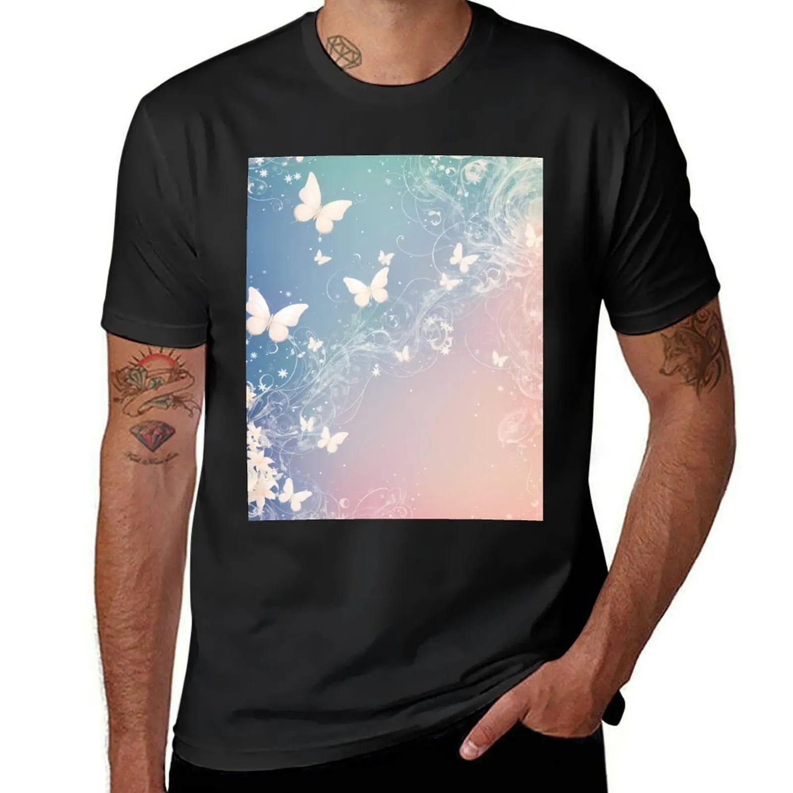 Ethereal Whispers: Butterflies and Swirls in a Pastel Dreamscape T-Shirt plus size tops mens graphic t-shirts hip hop
Ethereal Whispers: Butterflies and Swirls in a Pastel Dreamscape T-Shirt plus size tops mens graphic t-shirts hip hop