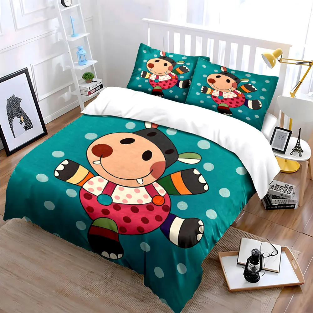 Colorful Cartoon Hippo Decor Set Soft Skin-Friendly Bedding Set Includes 1 Duvet Cover And 2 Pillowcase, Gift
Colorful Cartoon Hippo Decor Set Soft Skin-Friendly Bedding Set Includes 1 Duvet Cover And 2 Pillowcase, Gift