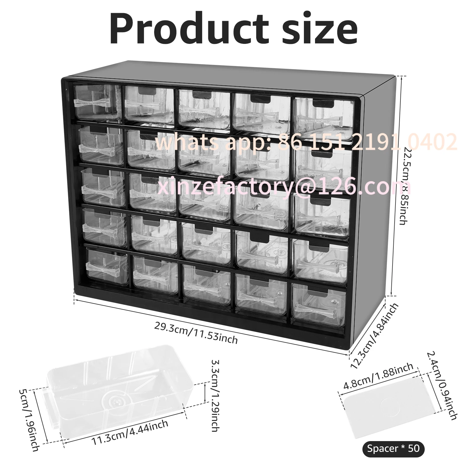 Customizable 25 Drawer Plastic Drawer Storage Cabinet Storage Hardware and Craft Cabinet with 50 Removable Dividers for Bead Leg
Customizable 25 Drawer Plastic Drawer Storage Cabinet Storage Hardware and Craft Cabinet with 50 Removable Dividers for Bead Leg