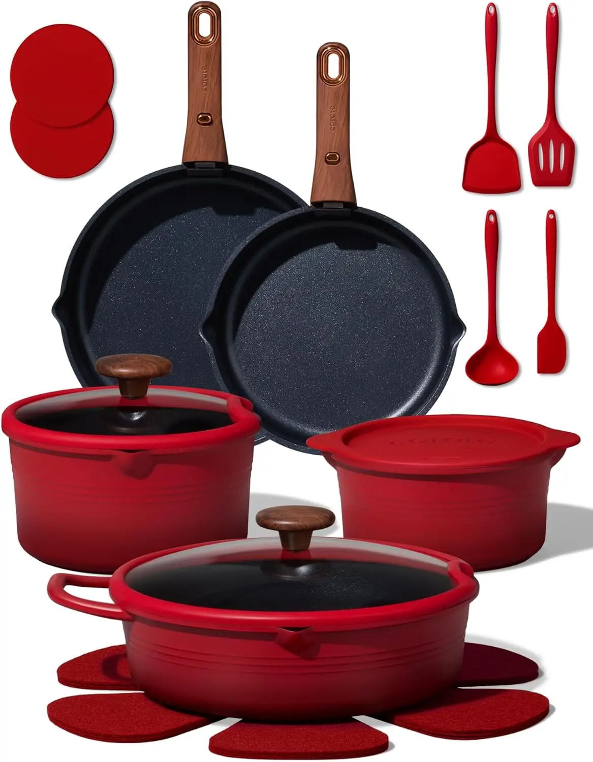 CAROTE 20Pcs Titanium Cookware Set, Non Stick Pots and Pans with Detachable Handle, Dishwasher Safe Induction Cookware, Red
CAROTE 20Pcs Titanium Cookware Set, Non Stick Pots and Pans with Detachable Handle, Dishwasher Safe Induction Cookware, Red