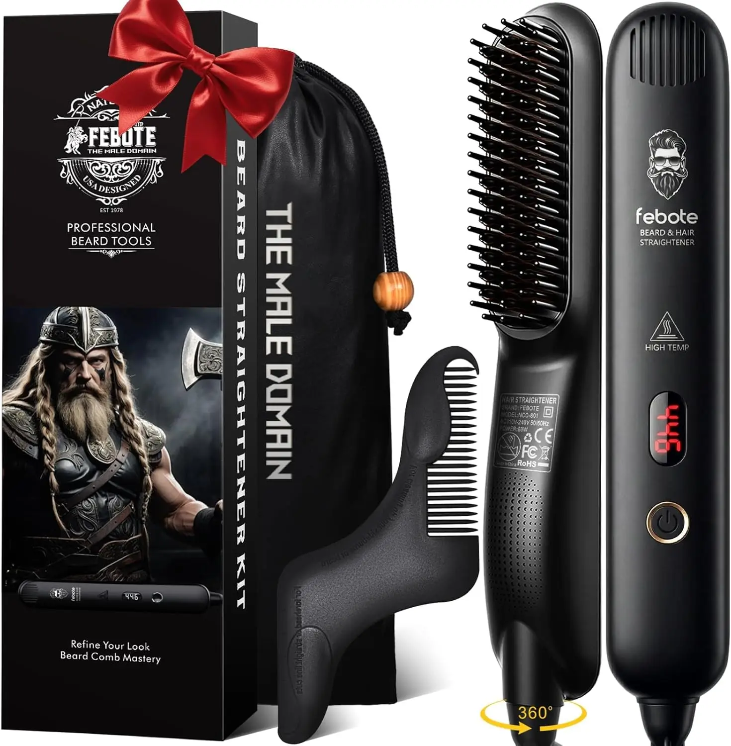 Heated Ionic Beard Straightening Brush - 5 Temp Settings, Anti-Scald, Travel Bag
Heated Ionic Beard Straightening Brush - 5 Temp Settings, Anti-Scald, Travel Bag