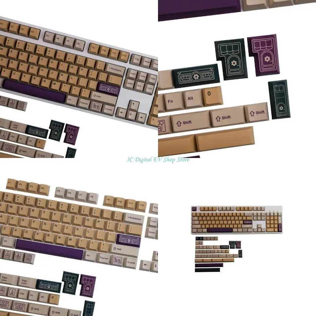 E74D толстые колпачки для клавиш из ПБТ, краситель из ПБТ, колпачок для ключей вишневого цвета, 143 клавиши, цветочная тема для