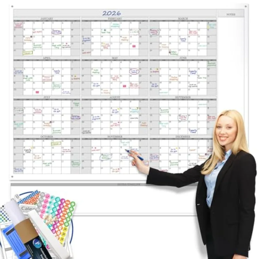 Jumbo Dry Erase Yearly Whiteboard Wall Calendar, 46" x 63", Huge 12 Month Laminated Erasable White Board, Giant Annual Family S
Jumbo Dry Erase Yearly Whiteboard Wall Calendar, 46" x 63", Huge 12 Month Laminated Erasable White Board, Giant Annual Family S