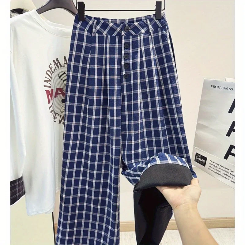Checkered Pants Women's Casual Pants Loose Wide Leg Pants Women's Lazy Autumn and Winter Look Slim Checkered Wide Leg Pants Long
Checkered Pants Women's Casual Pants Loose Wide Leg Pants Women's Lazy Autumn and Winter Look Slim Checkered Wide Leg Pants Long